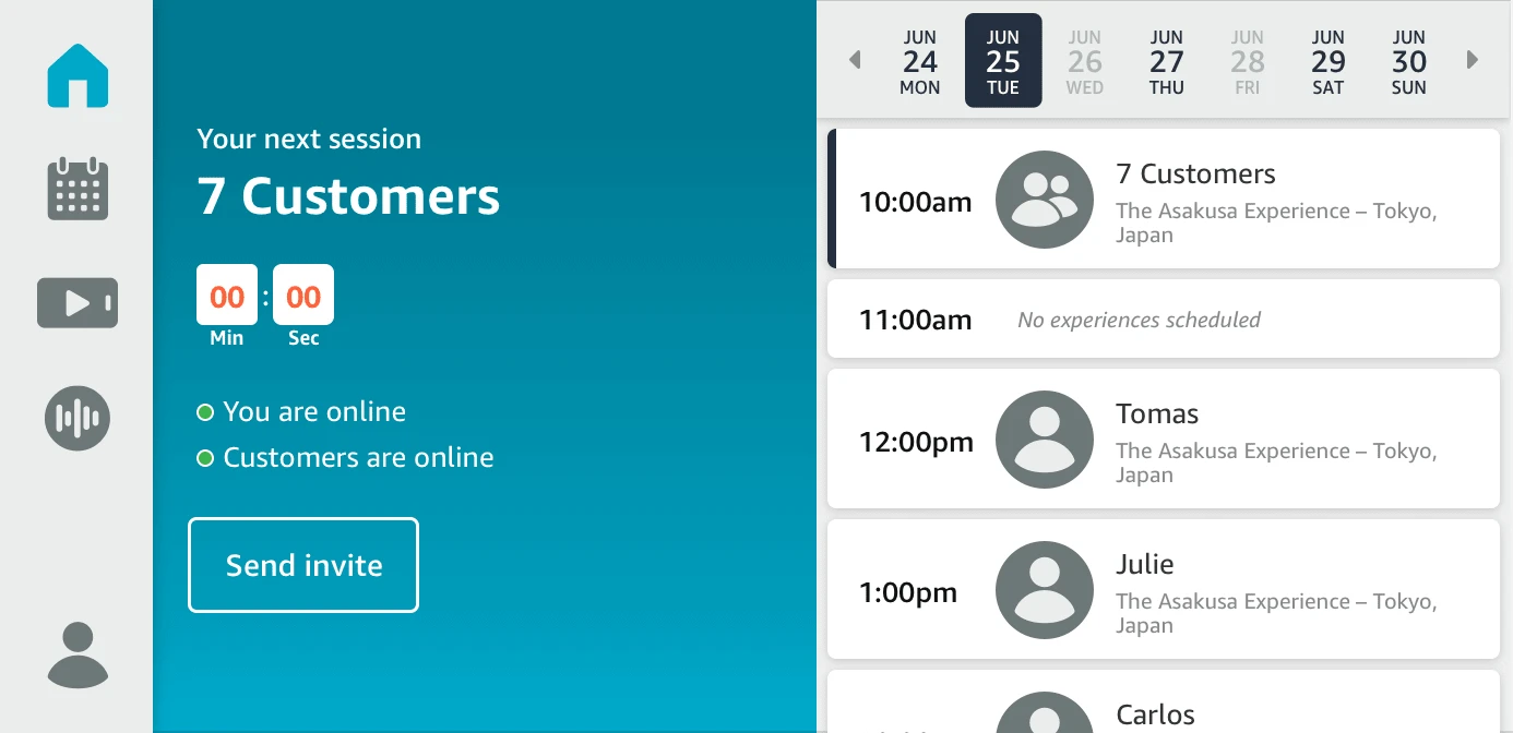 Before: the guide's attendee list with small, low-contrast controls